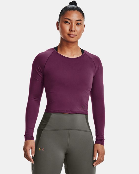 Women's UA RUSH™ Energy Crop Long Sleeve, Purple, pdpMainDesktop image number 0